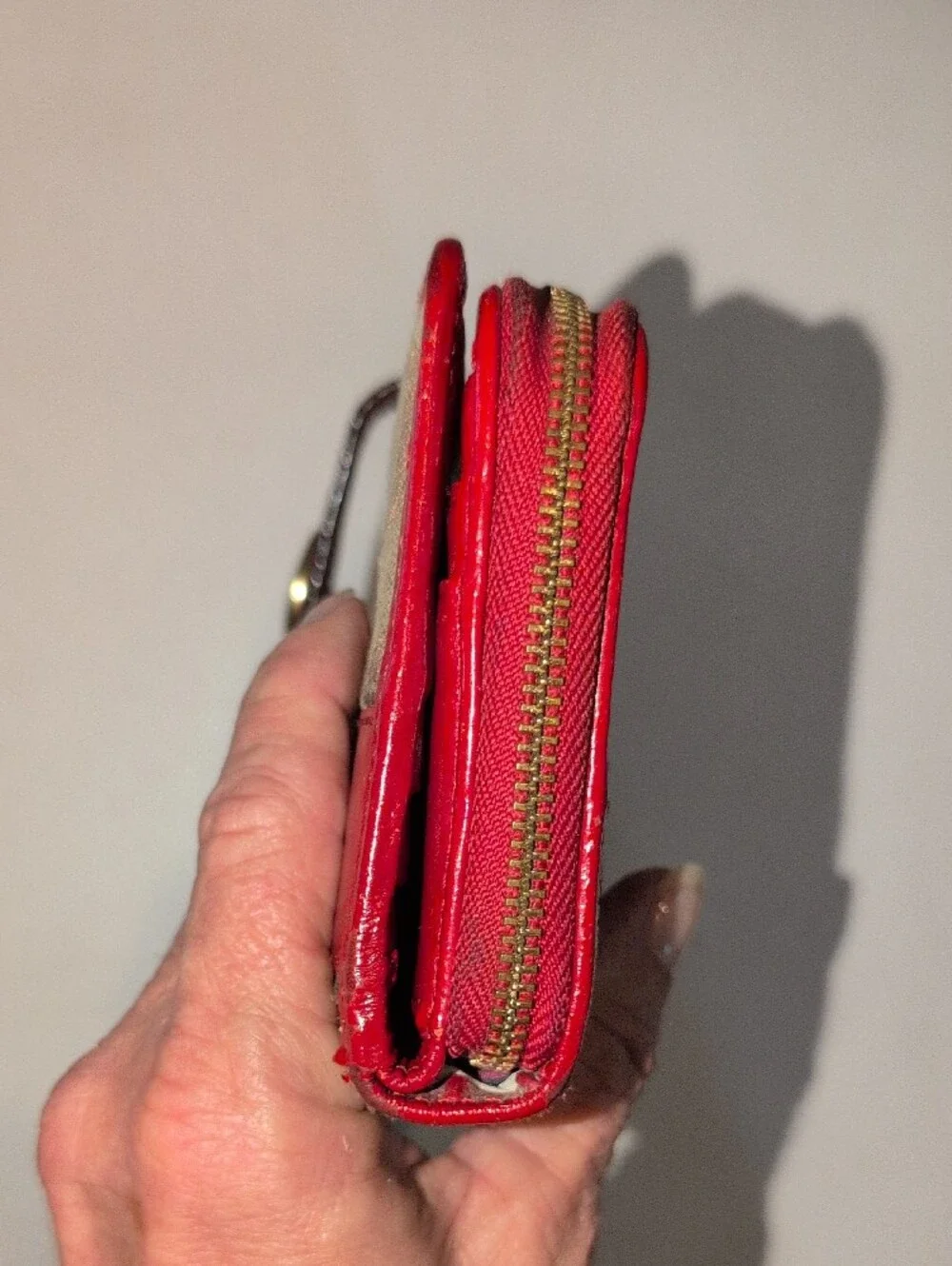 Coach Legacy Signature Monogram Red Stripe Slim Bifold Wallet- Vintage